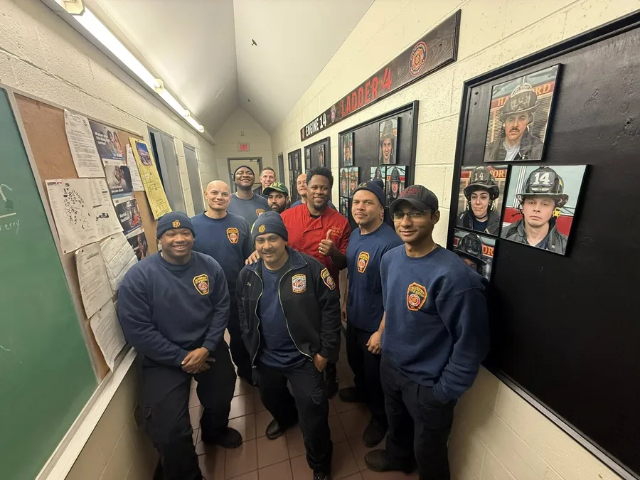 Chef Jay Lewis with Hartford firefighters